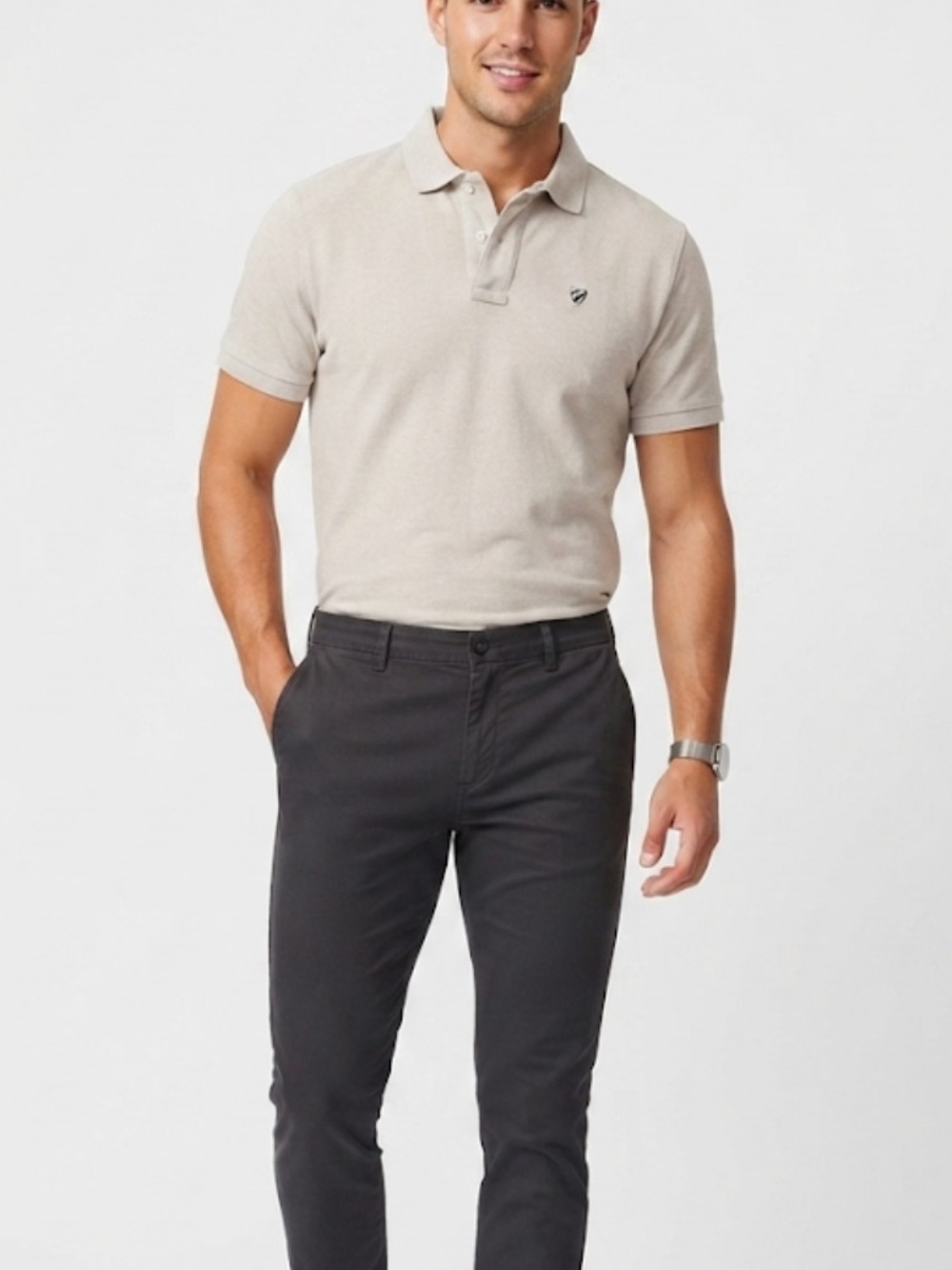 Daniel Cremieux Short Sleeve Men's Polo Shirt - Light Beige Size Large
